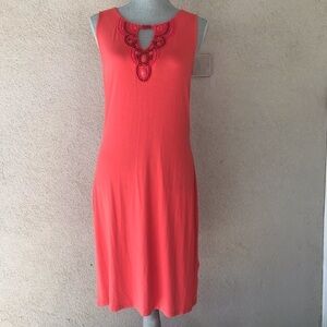 Dana Bachman Coral Beaded Summer Dress‎ Small